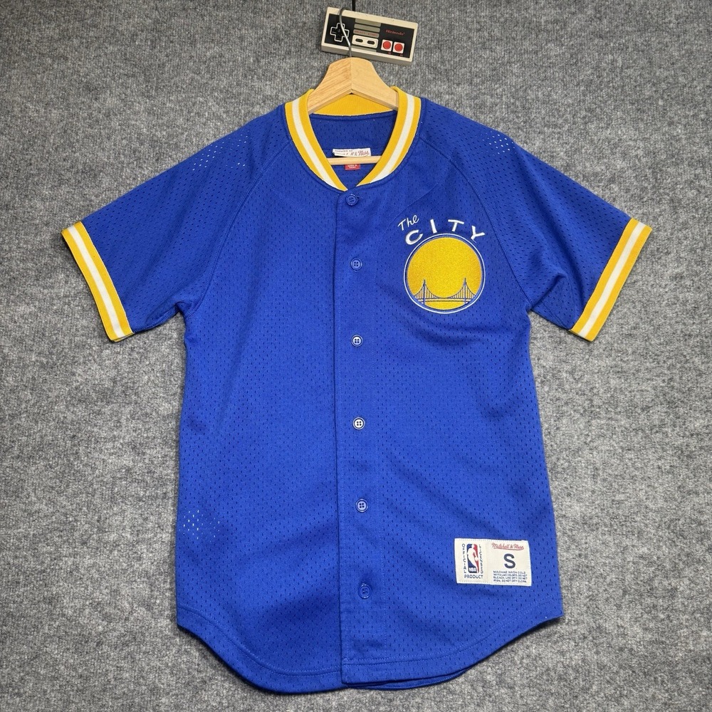 Mitchell & Ness Golden State Warriors Seasoned Pro Mesh Button Jersey Size Small